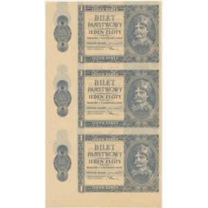 1 zloty, 1938 – uncut fragment of a sheet – DESTRUKT