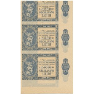 1 zloty, 1938 – uncut fragment of a sheet – DESTRUKT