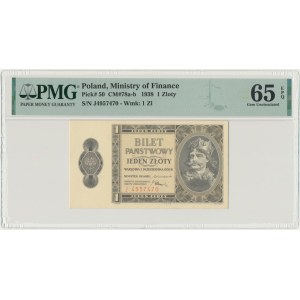 1 złoty 1938 - J - PMG 65 EPQ