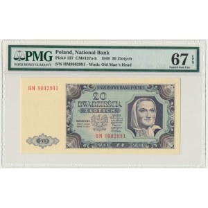 20 zlotys 1948 - HM 98... - PMG 67 EPQ - papier PLASTIFIÉ