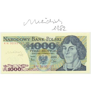 1.000 Złoty 1982 – KN – mit Autogramm von A. Heidrich