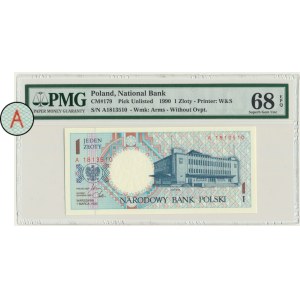 1 złoty 1990 - A - PMG 68 EPQ - pierwsza seria
