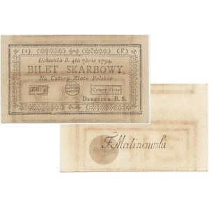 4 zloty 1794 (1)(P) - Different Four - RARE AND BEAUTIFUL
