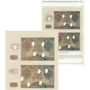 100 Złoty 1941 – ungeschnittener Bogen (2 Stück) – ohne Seriennummer und Nummerierung, gezähnt – Abgebildet im Katalog von Czesław Miłczak