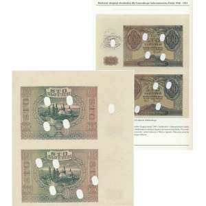 100 Złoty 1941 – ungeschnittener Bogen (2 Stück) – ohne Seriennummer und Nummerierung, gezähnt – Abgebildet im Katalog von Czesław Miłczak