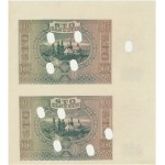 100 Złoty 1941 – ungeschnittener Bogen (2 Stück) – ohne Seriennummer und Nummerierung, gezähnt – Abgebildet im Katalog von Czesław Miłczak