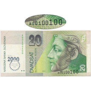 Slovakia, 20 Korun 2000 - A 00100100 - commemorative note - BINARY NUMBER