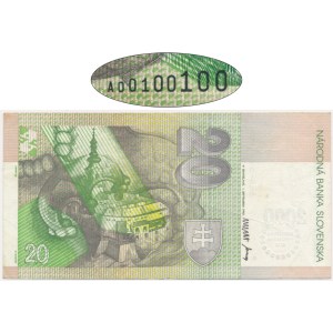 Slovakia, 20 Korun 2000 - A 00100100 - commemorative note - BINARY NUMBER