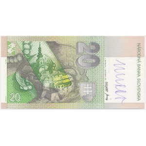 Slowakei, 20 Kronen, 1993 – mit der Unterschrift des Präsidenten der Slowakischen Nationalbank