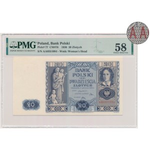 20 zlotych, 1936 - AA - PMG 58 - first series