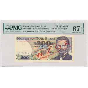 200 złotych 1976 - WZÓR - A 0000000 - No.0747 - PMG 67 EPQ
