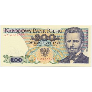 200 złotych 1979 - AS - pierwsza seria rocznika - RZADKA i POSZUKIWANA