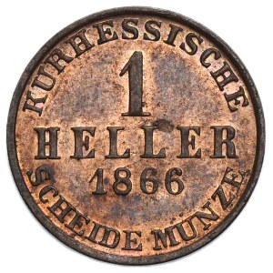 Germany, Electorate of Hesse, Friedrich Wilhelm I, 1 Heller Kassel 1866