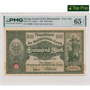 Gdańsk, 1.000 marek 1923 - PMG 65 EPQ