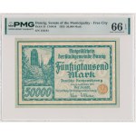 Danzica, 50.000 marchi del 1923 – numero a 6 cifre con ❊ – PMG 66 EPQ