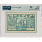 Danzica, 50.000 marchi del 1923 – numero a 6 cifre con ❊ – PMG 66 EPQ