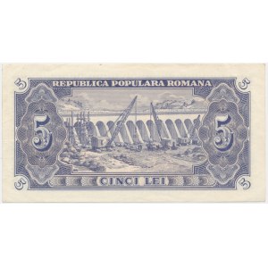 Romania, 5 Lei 1952 - blue serial