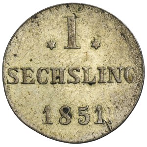 Germany, City of Hamburg, Sechsling 1851