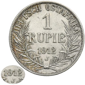 German, German East Africa, Wilhelm II, 1 Rupie Hamburg 1912 J - RARE