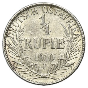 Nemecko, Nemecká východná Afrika, Vilém II., 1/4 rupie, Hamburg 1910 J