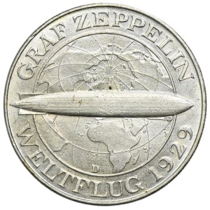 Germany, Weimar Republic, 5 Mark Munich 1930 D - Graf Zeppelin