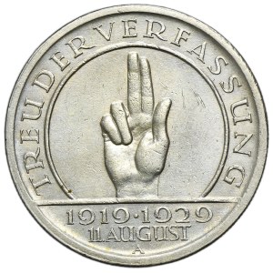 Germany, Weimar Republic, 5 Mark Berlin 1929 A - Weimar Oath