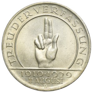 Germany, Weimar Republic, 3 Mark Munich 1929 D - Weimar Oath