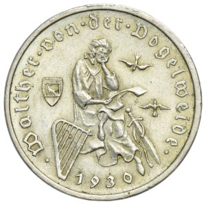 Germania, Repubblica di Weimar, 3 marchi, Stoccarda 1930 F - Walther Vogelweide