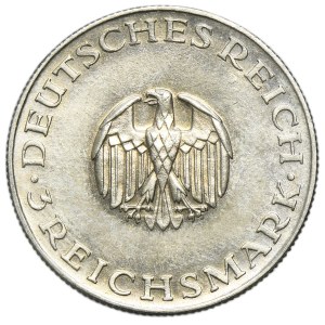 Germany, Weimar Republic, 3 Mark Munich 1929 D - Gotthold Lessing