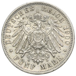 Nemecko, Veľké vojvodstvo Baden, Fridrich I., 5 markov, Karlsruhe 1900 G