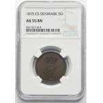 Denmark, Christian IX, 5 Ore Copenhagen 1875 CS - NGC AU55 BN