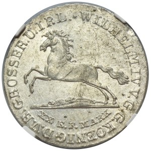 Germany, Kingdom of Hanover, Wilhelm IV, 16 Gute groschen Clausthal 1834 - NGC UNC DETAILS