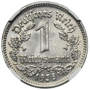 Niemcy, III Rzesza, 1 Marka Karlsruhe 1938 G - NGC MS63