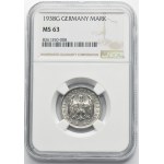 Niemcy, III Rzesza, 1 Marka Karlsruhe 1938 G - NGC MS63