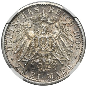 Germany, Principality of Schaumburg-Lippe, Georg, 2 Marks Berlin 1904 A - NGC MS61