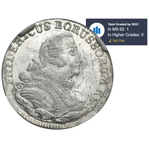 Germany, Kingdom of Prussia, Friedrich II, 6 Groschen Königsberg 1757 E - NGC MS62