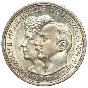 Deutschland, Anhalt-Dessau, Friedrich II., 3 Mark, Berlin 1914 A