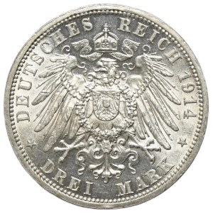 Deutschland, Anhalt-Dessau, Friedrich II., 3 Mark, Berlin 1914 A