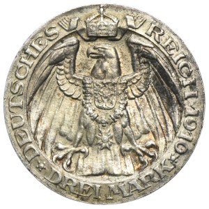 Nemecko, Pruské kráľovstvo, Viliam II., 3 marky, Berlín 1910