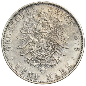 Nemecko, Saské kráľovstvo, Albert, 5 markov, Drážďany 1876 E