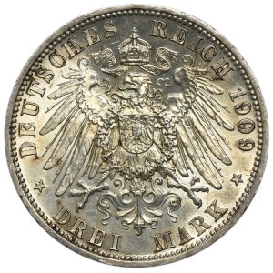 Germany, Schwarzburg-Sondershausen, Karol Günther, 3 posthumous Mark Berlin 1909 A