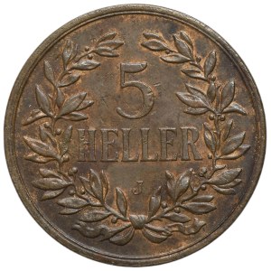 Germany, German East Africa, Wilhelm II, 5 Heller Hamburg 1908 J