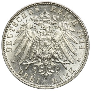 Niemcy, Miasto Hamburg, 3 Marki Hamburg 1914 J