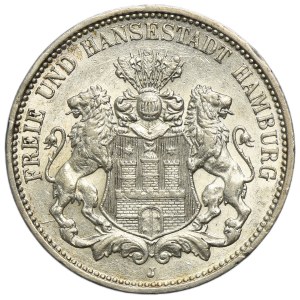 Germany, City of Hamburg, 3 Mark 1911 J