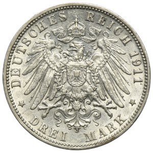 Germany, City of Hamburg, 3 Mark 1911 J