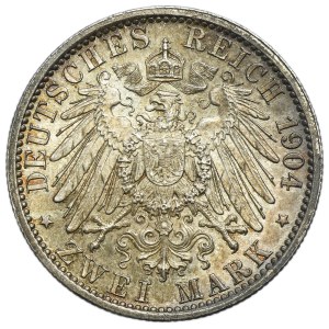 Germany, Hessen-Darmstadt, Ernst Ludwig, 2 Mark Berlin 1904 A