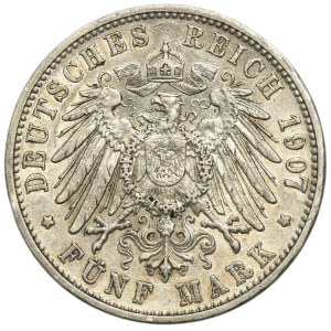 Deutschland, Großherzogtum Baden, Friedrich I., 5 Mark, Karlsruhe 1907 G