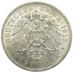 Germany, Kingdom of Prussia, Wilhelm II, 5 Mark Berlin 1913 A