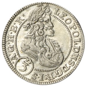 Silesia, Habsburg rule, Leopold I, 3 Kreuzer Breslau 1705 FN