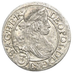 Śląsk, Panowanie habsburskie, Leopold I, 3 Krajcary Wrocław 1666 SHS